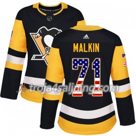 Pittsburgh Penguins tröja Evgeni Malkin 71 Adidas 2017-2018 Svart USA Flag Fashion Authentic - Dame NHL Tröjor